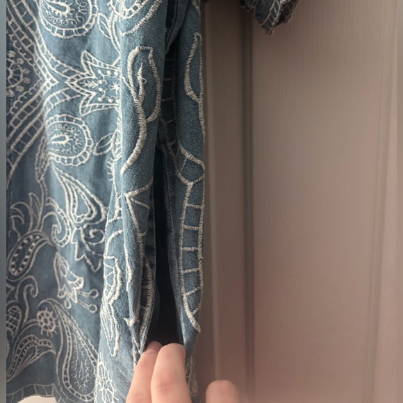 Free People Denim Blue Dress with White Embroidery - Picture 3 of 7